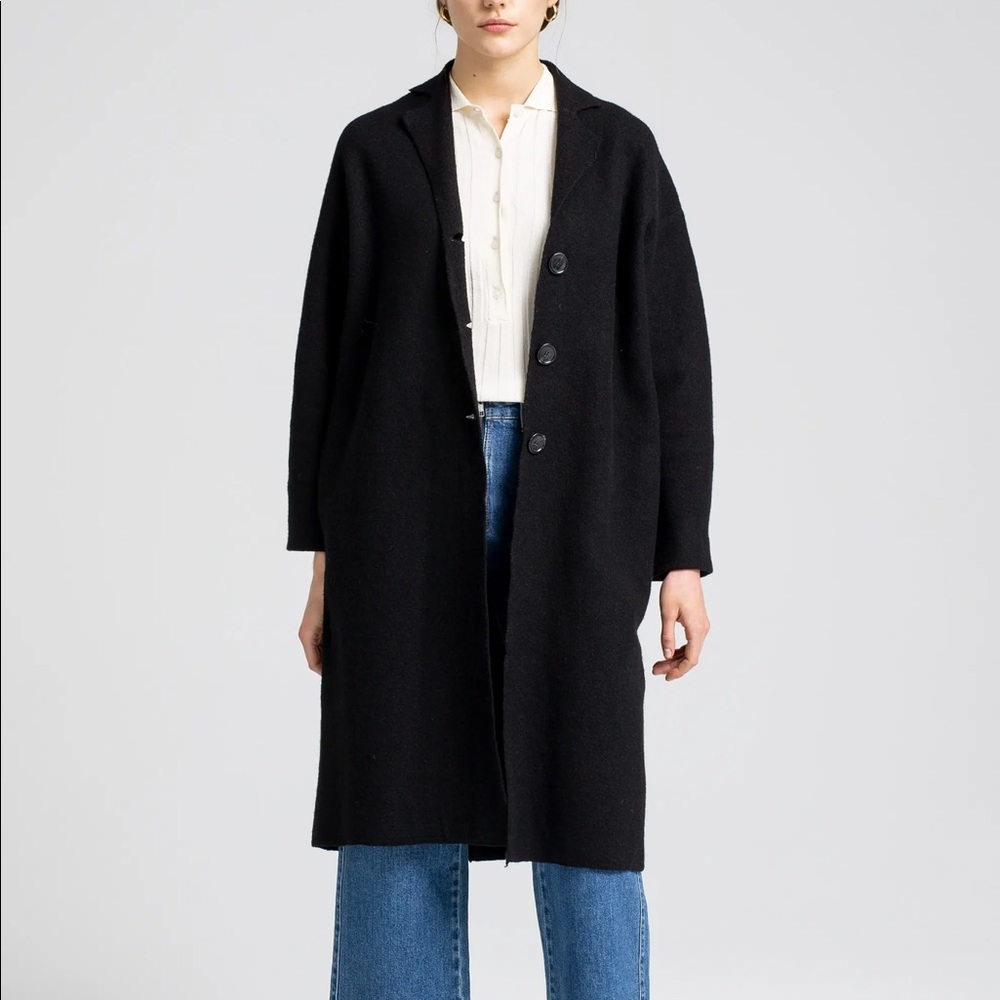 House of Dagmar black wool blend coat with belt